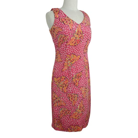 Lilly Pulitzer Cha Cha Butterfly Print Silk Dress Size 4 Pink Stretch Vintage - Picture 4 of 8